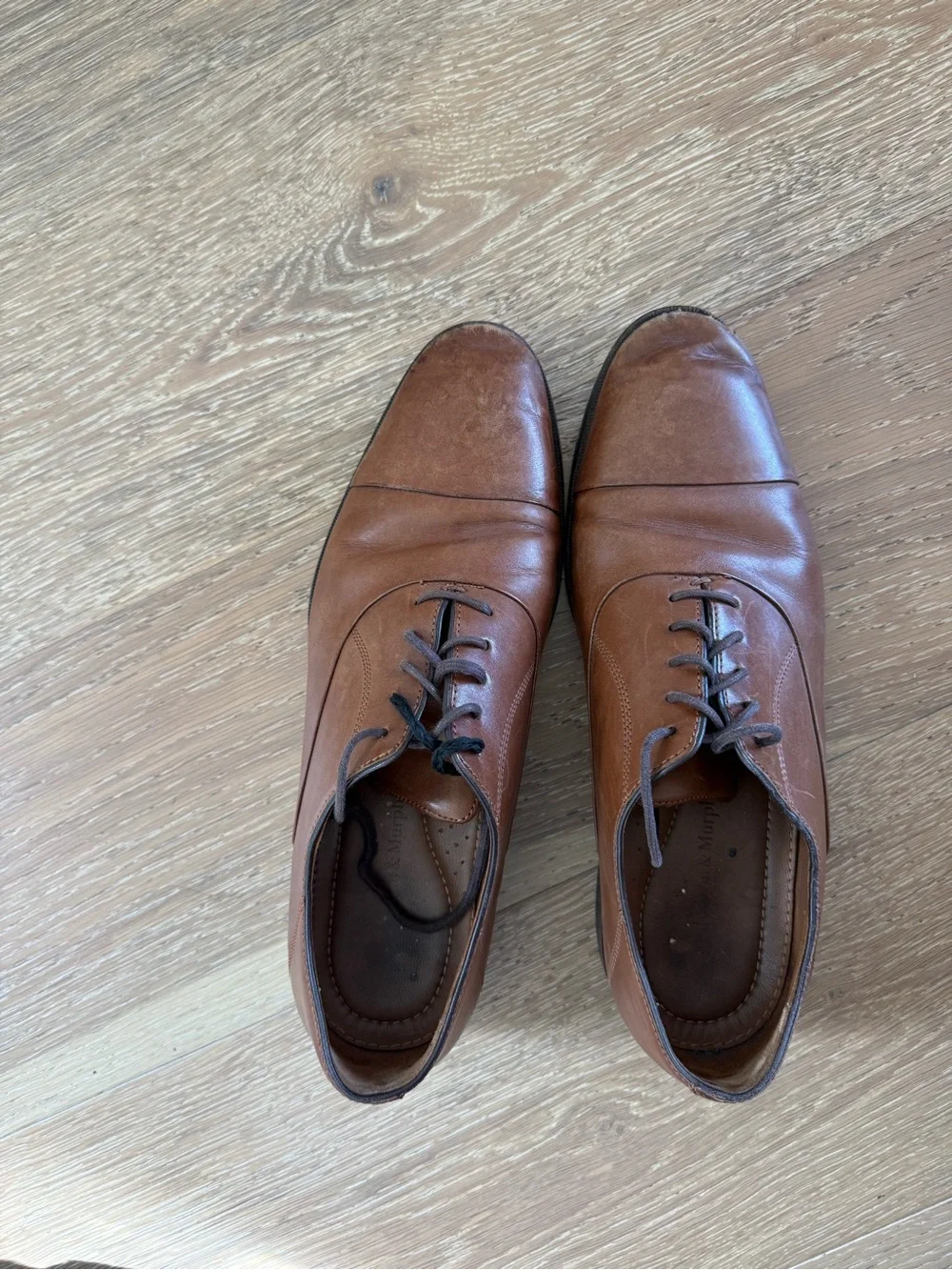 Johnston & Murphy Tan Leather Cap-Toe Oxfords